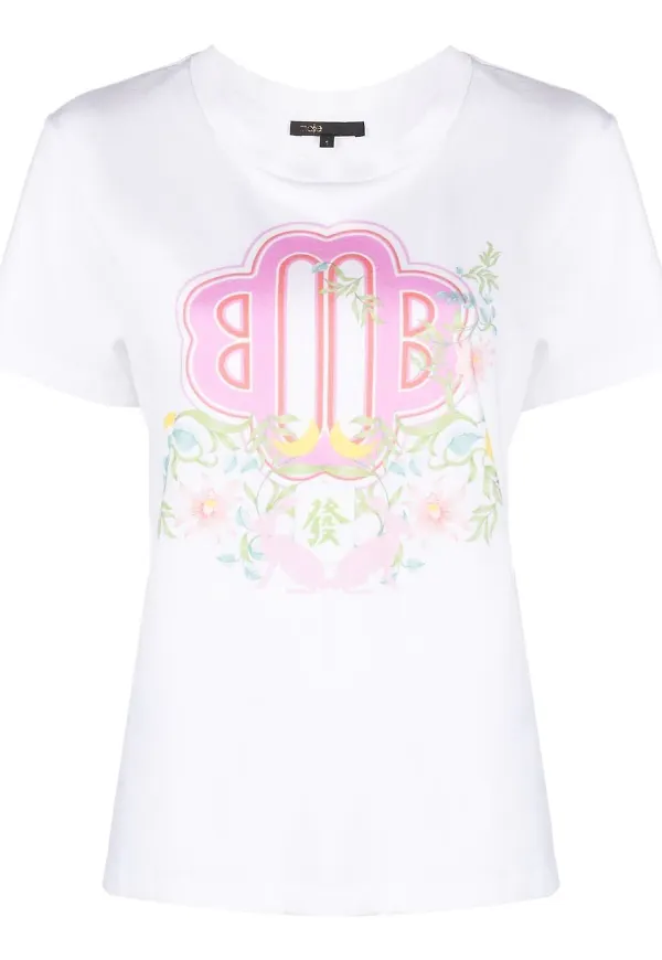 Maje t-shirt med grafiskt tryck - Vit