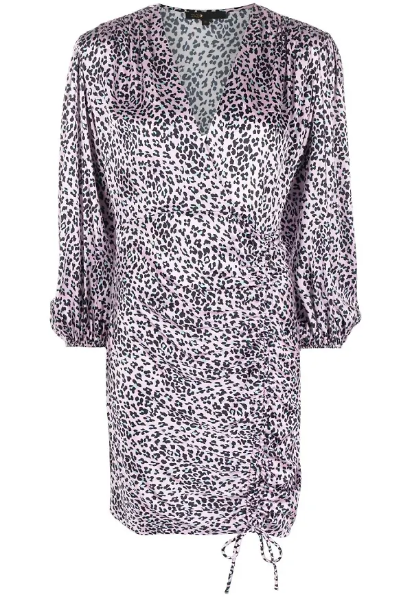 Maje v-ringad leopardmönstrad klänning - Rosa