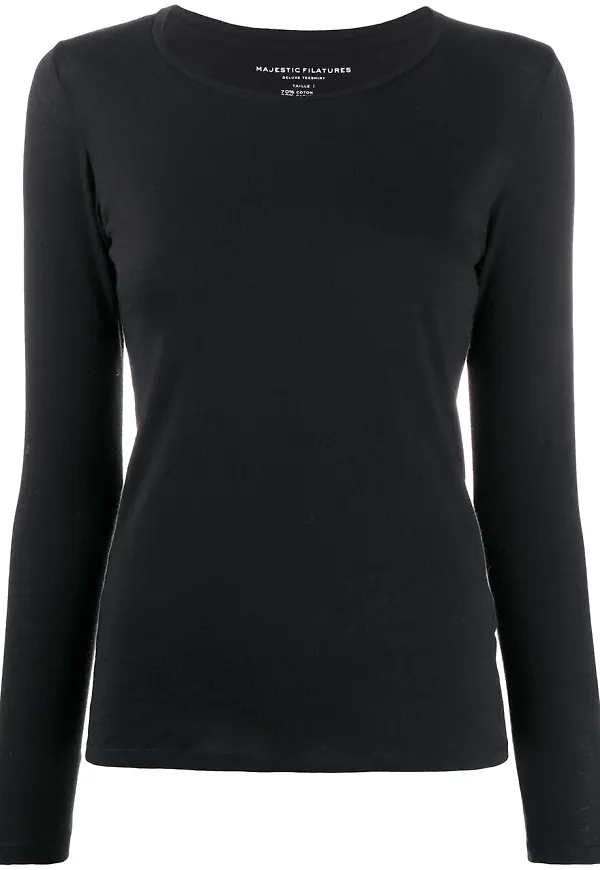 Majestic Filatures finstickad t-shirt - Svart
