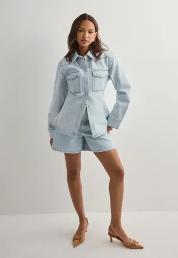 Malina - Blå - Anthea fitted waist denim shirt