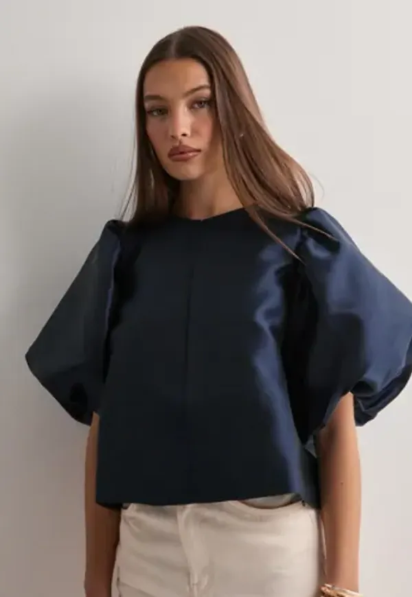 Malina - Blå - Cleo pouf sleeve blouse