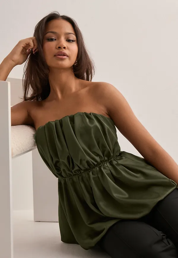 Malina - Grön - Charlize pleated balloon blouse