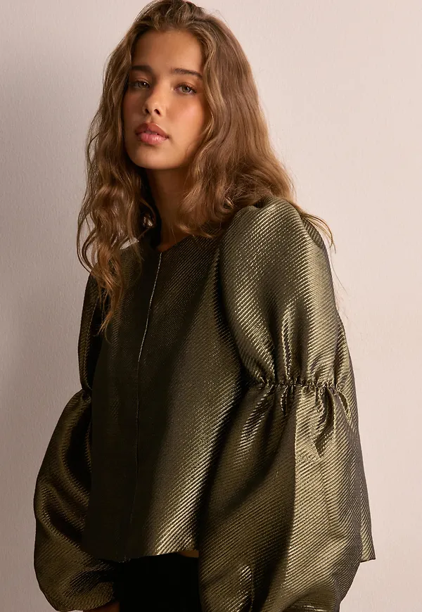 Malina - Guld - Zoey Double pouf sleeve blouse
