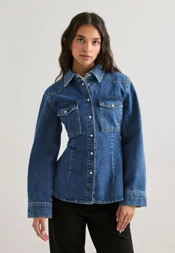 Malina - Blå - Anthea Fitted Waist Denim Shirt