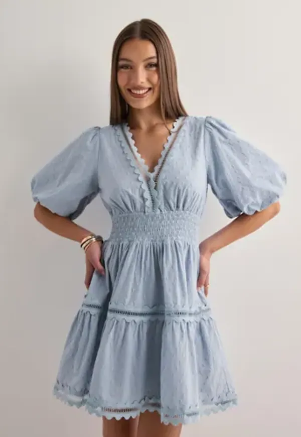 Malina - Blå - Elvira v-neck mini dress