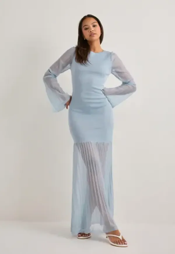 Malina - Blå - Haisley Sheer Knitted Maxi Dre