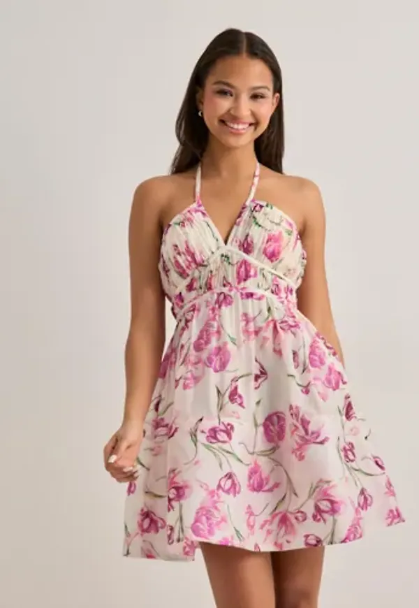 Malina - Blommig - Fiorella Pleated Halterneck Mi