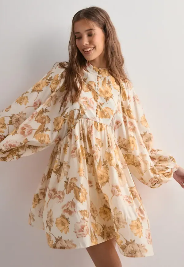 Malina - Blommig - Tyra high neck balloon sleeve mini dress