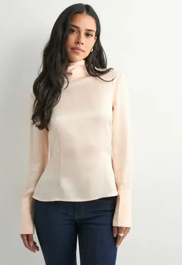 Malina - Rosa - Celene Tie Detailed Satin blouse