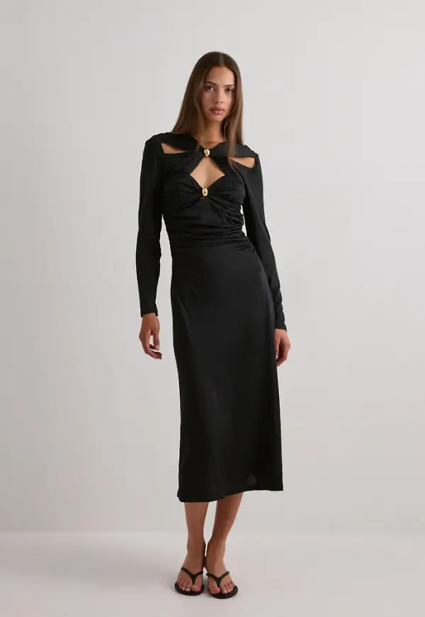 Malina - Svart - Amela Embellished Jersey Midi Dress