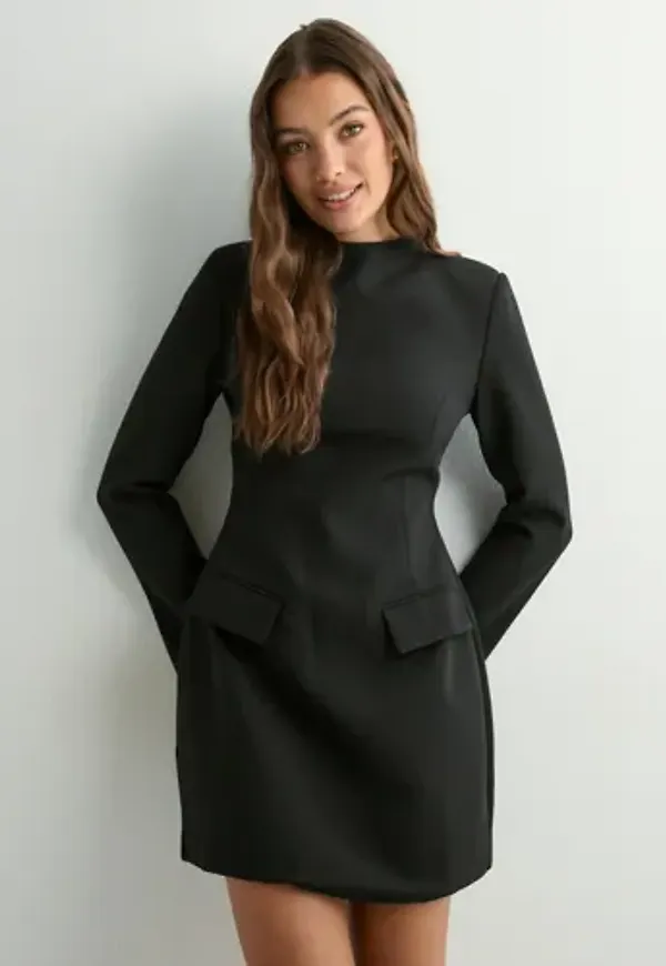 Malina - Svart - Leanna High Neck Mini dress