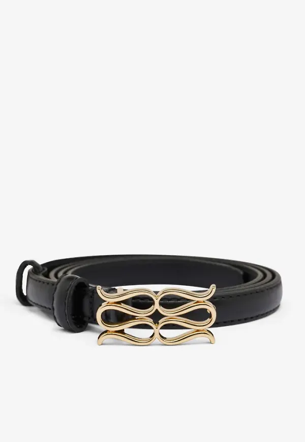 Malina - Svart - Mini Monogram Leather Belt