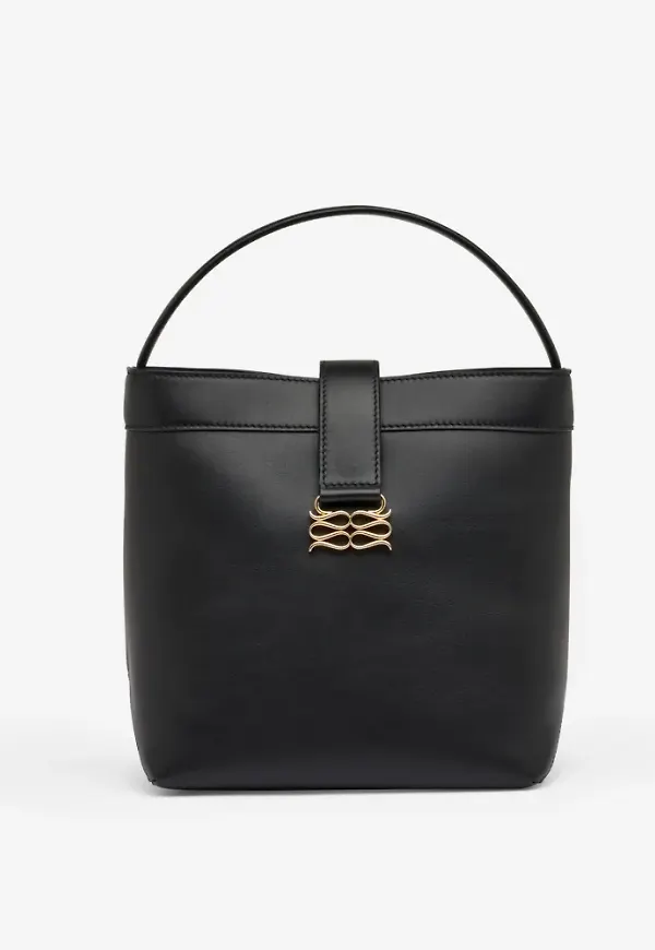 Malina - Svart - Monogram Leather Bucket Bag