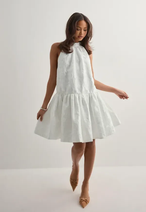 Malina - Vit - Flora halterneck mini dress