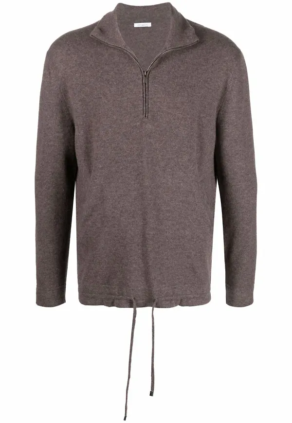 Malo pullover i kashmir med dragkedja - Brun