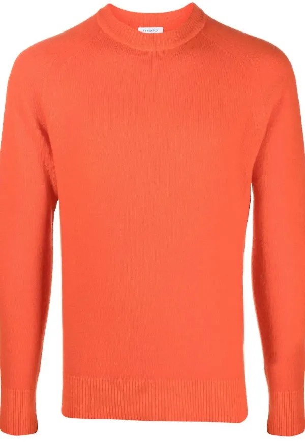 Malo stickad tröja med halvpolokrage - Orange