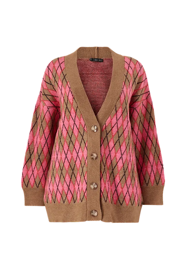 Mango - Cardigan Rombi - Brun