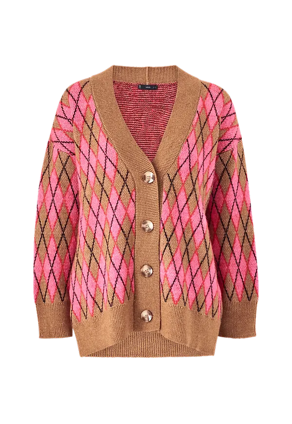 Mango - Cardigan Rombi - Brun