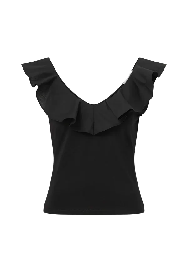 Mango - Topp 208Ruffle - Svart