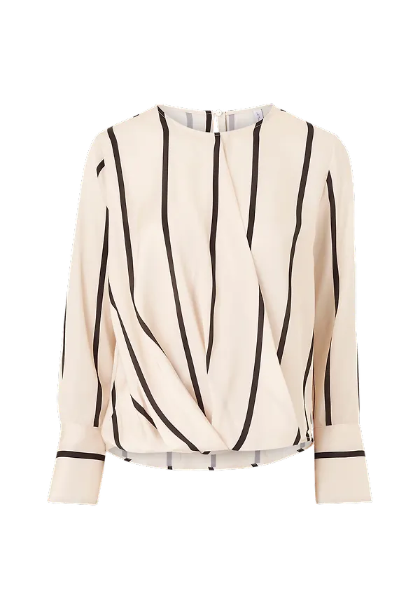 Mango - Blus Rayada - Vit - 42