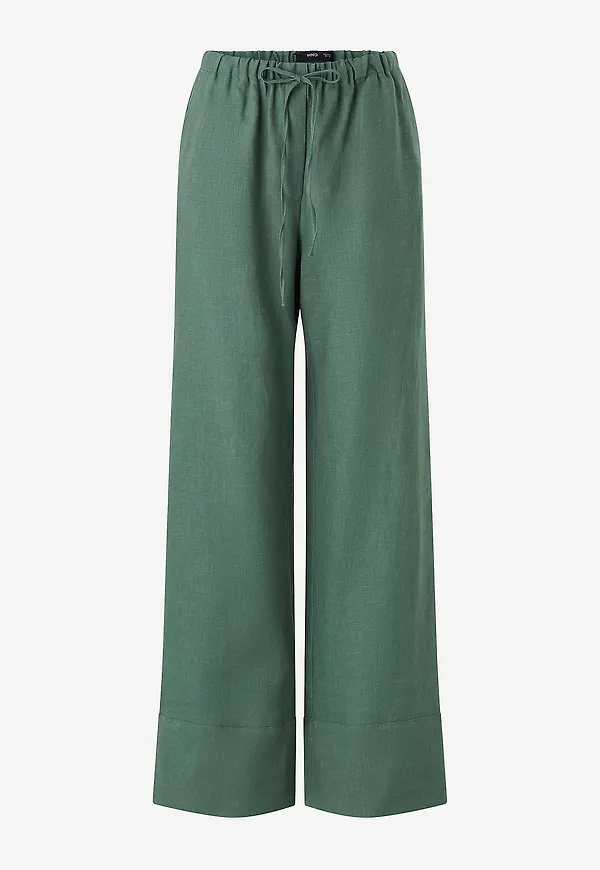 Mango - Linnebyxor Trousers Musgo - Grön
