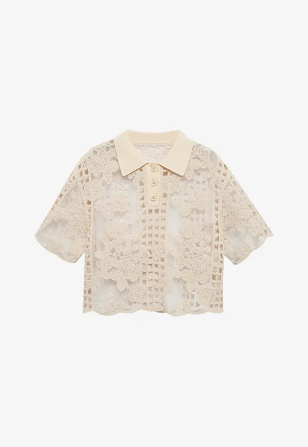 Mango - Spetsblus Picnic - Beige