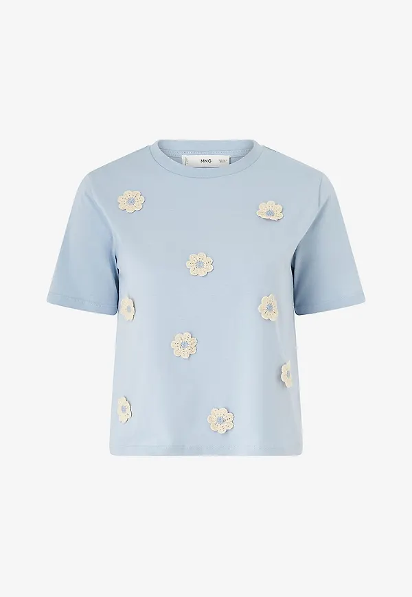 Mango - Topp T-shirt Flori - Blå