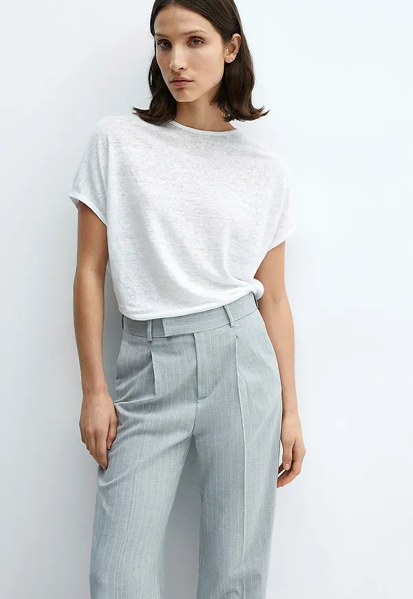 Mango - Topp T-shirt Lint - Vit