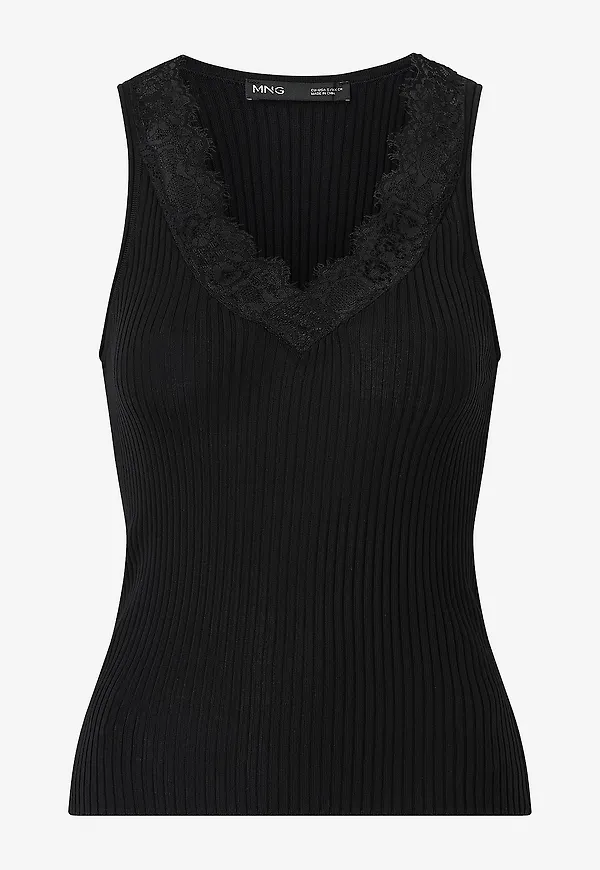 Mango - Ärmlös topp Top Bibi - Svart