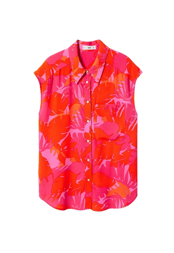 MANGO Blus 'Poems' rosa / pitaya / röd