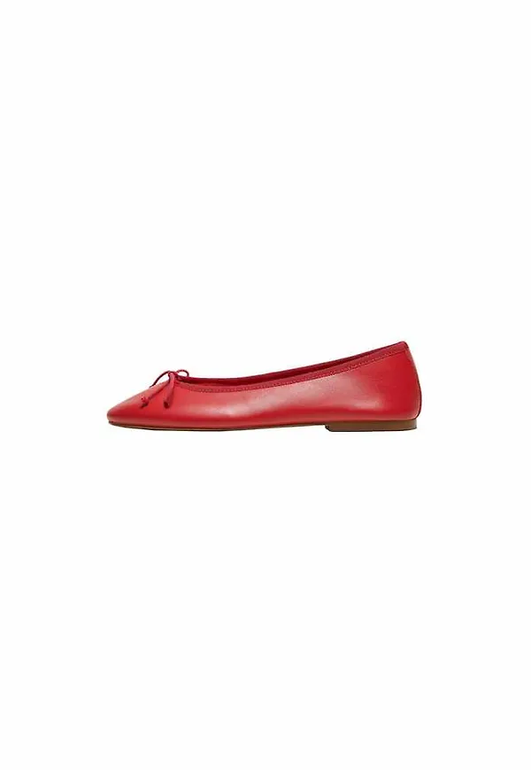 Mango Bow leather ballerina Röd, Dam