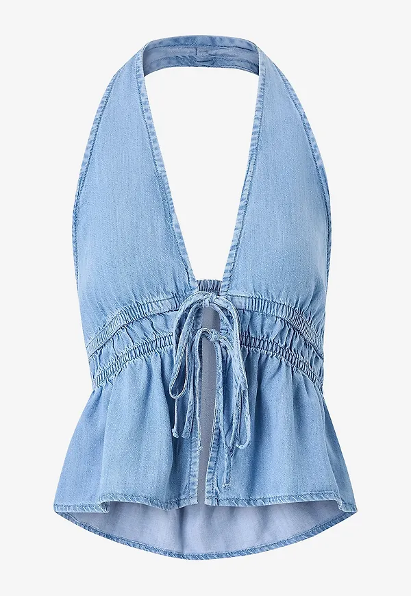 Mango - Halternecktopp Eva - Blå