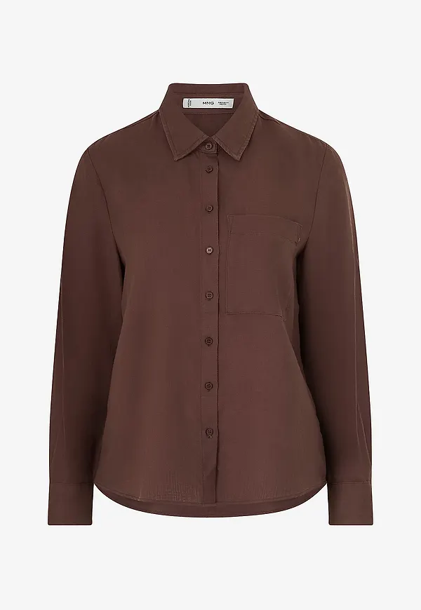 Mango - Skjorta Lino - Brun