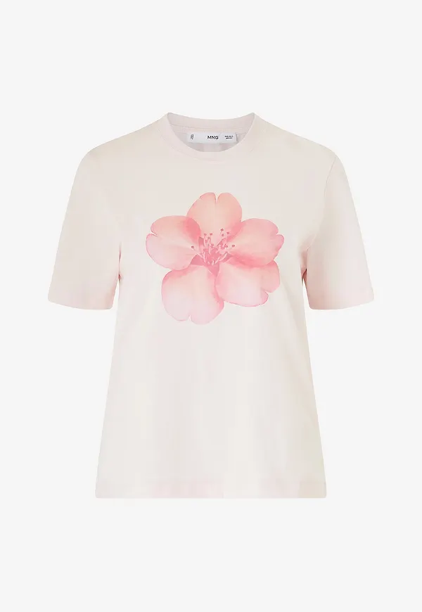 Mango - T-shirt Floral - Rosa