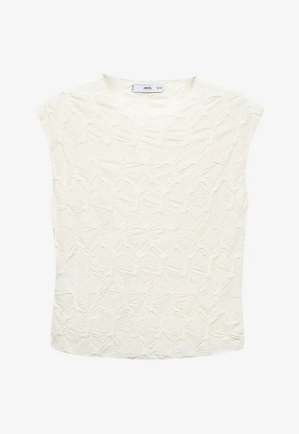 Mango - Topp T-shirt Cream - Beige