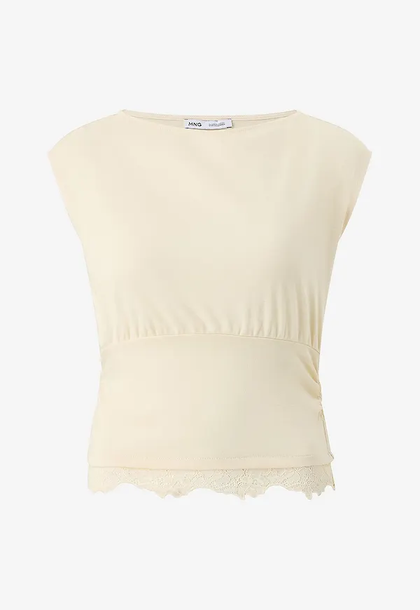 Mango - Topp T-Shirt Lacy - Vit