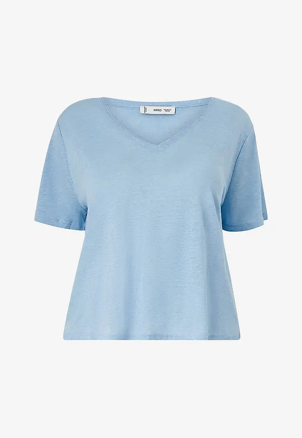 Mango - Topp T-shirt Linito - Blå