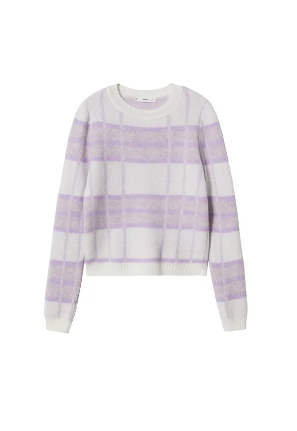 MANGO Tröja 'Lienzo' lila / pastelllila / off-white