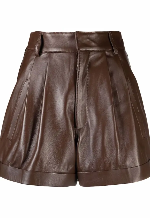 Manokhi Jett lädershorts - Brun