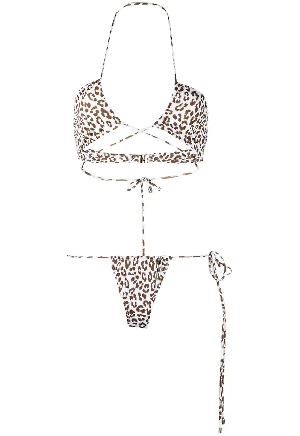 Manokhi leopardmönstrad bikini - Vit