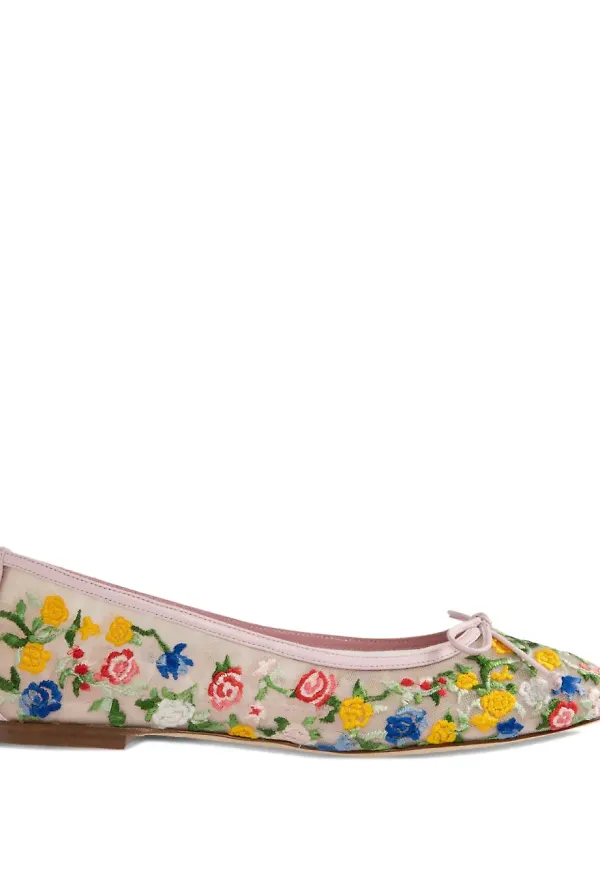 Manolo Blahnik ballerinaskor med brodyr - Rosa