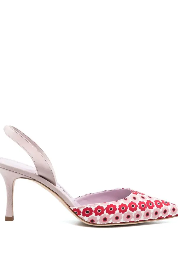 Manolo Blahnik blommiga slingback-pumps - Rosa