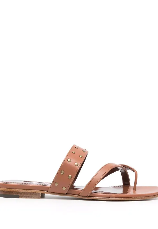 Manolo Blahnik Buza platta sandaler med nitar - Brun
