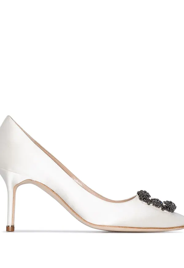Manolo Blahnik Cream Hangisi pumps med strasspänne - Neutral