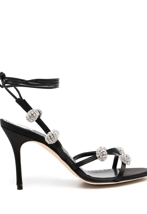 Manolo Blahnik Elsaka utsmyckade sandaler - Svart