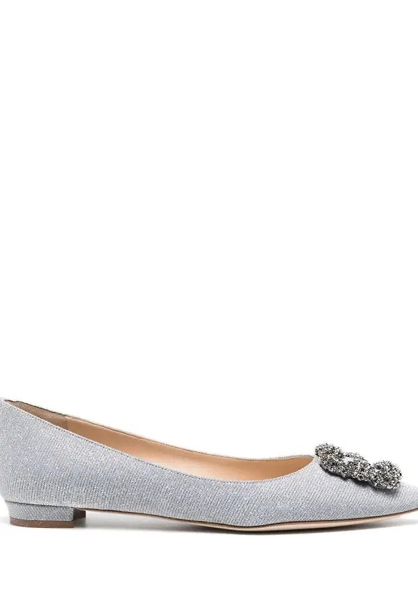 Manolo Blahnik Hangisi ballerinaskor - Silverfärgad