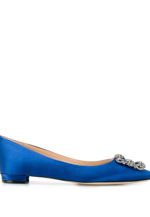 Manolo Blahnik Hangisi ballerinaskor med klack - Blå