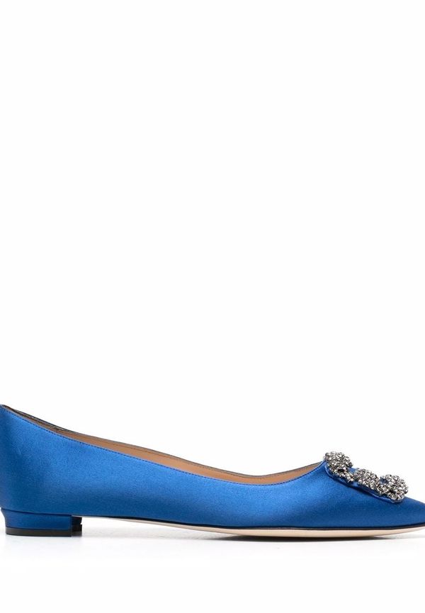Manolo Blahnik Hangisi ballerinaskor med spänne - Blå