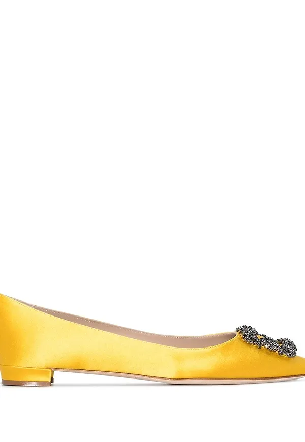 Manolo Blahnik Hangisi ballerinaskor med spänne - Gul
