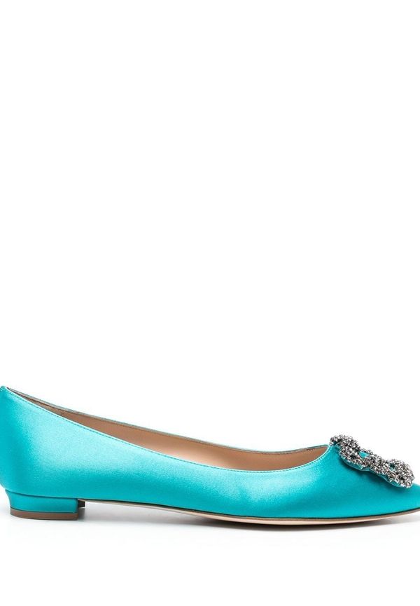Manolo Blahnik Hangisi platta ballerinaskor - Blå